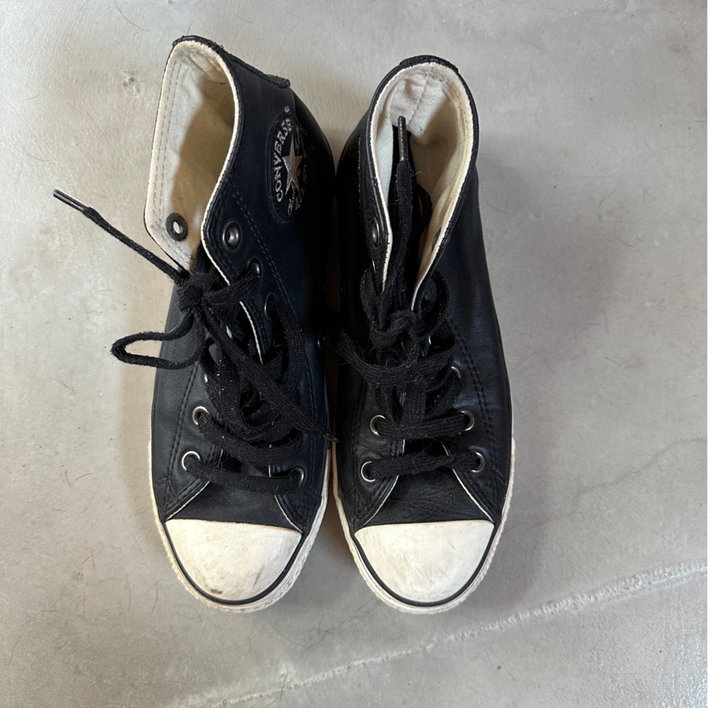 Converse black leather high top W7 M5